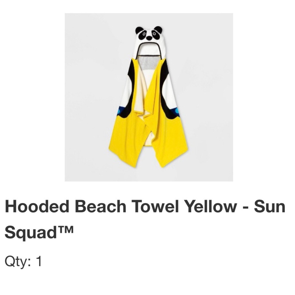 Kid’s Panda Bear Beach Towel 30x50”🐼☀️🌊 XL Sun Squad NWT w/ Hoodie!